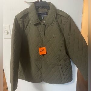 Tommy Hilfiger Women's Quilted Fully Lined Snap Jacket Coat, XXL Olive Green
